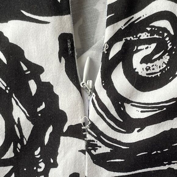 Strapless Black & White Sheath Dress With Roses S - Picture 8 of 9